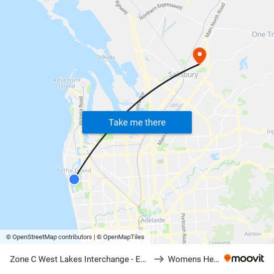 Zone C West Lakes Interchange - East side to Womens Health map