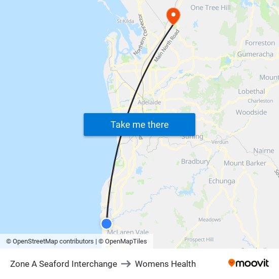 Zone A Seaford Interchange to Womens Health map