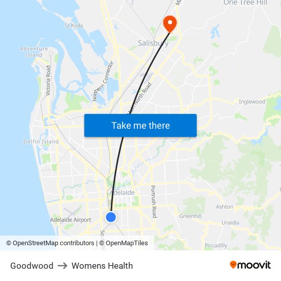 Goodwood to Womens Health map
