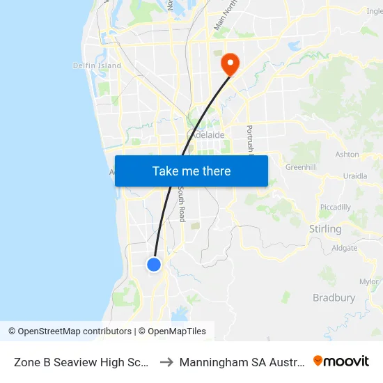 Zone B Seaview High School to Manningham SA Australia map