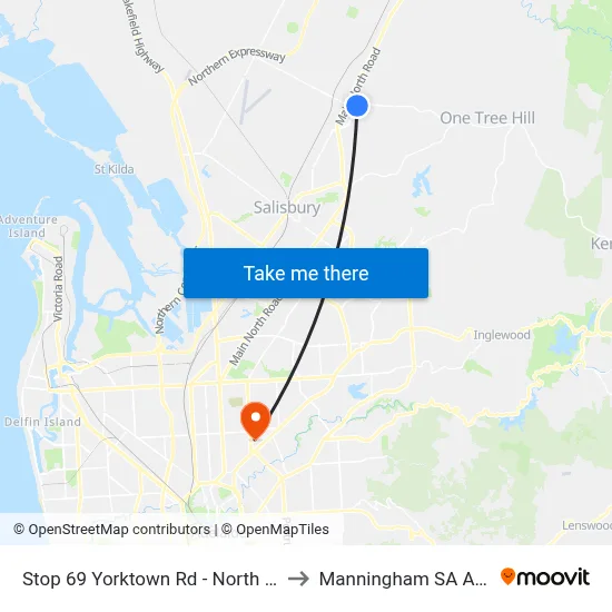 Stop 69 Yorktown Rd - North West side to Manningham SA Australia map