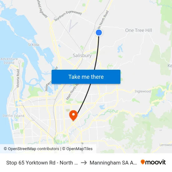 Stop 65 Yorktown Rd - North West side to Manningham SA Australia map