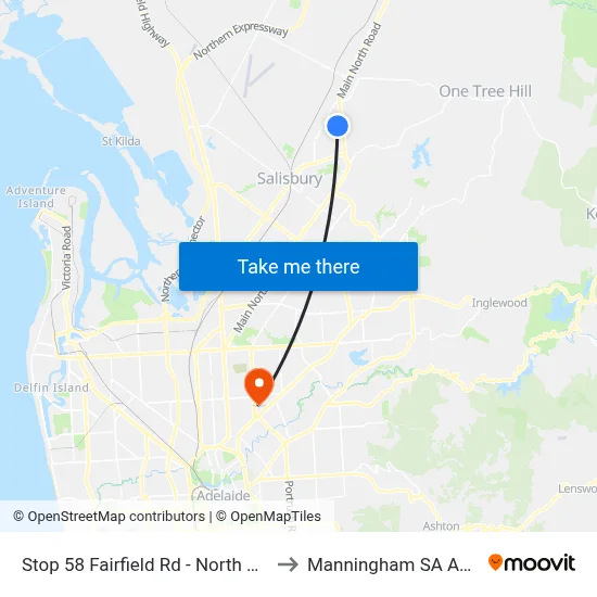 Stop 58 Fairfield Rd - North West side to Manningham SA Australia map