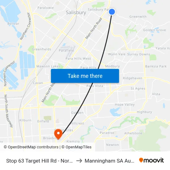 Stop 63 Target Hill Rd - North side to Manningham SA Australia map