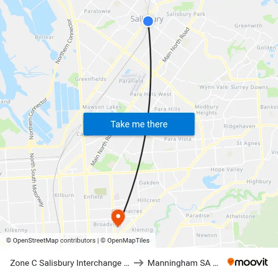 Zone C Salisbury Interchange - West Side to Manningham SA Australia map