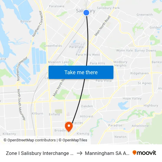 Zone I Salisbury Interchange - East Side to Manningham SA Australia map