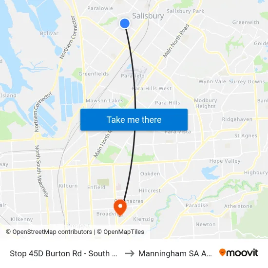 Stop 45D Burton Rd - South West side to Manningham SA Australia map