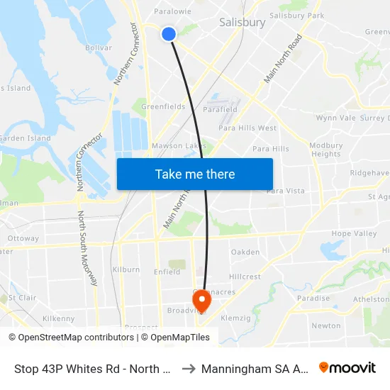 Stop 43P Whites Rd - North West side to Manningham SA Australia map