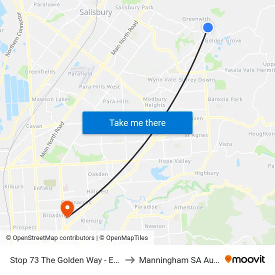 Stop 73 The Golden Way - East side to Manningham SA Australia map