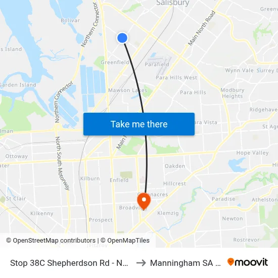 Stop 38C Shepherdson Rd - North East side to Manningham SA Australia map