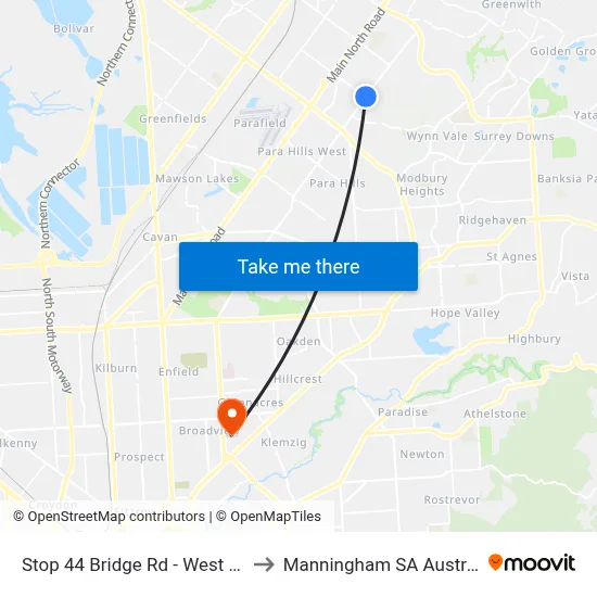 Stop 44 Bridge Rd - West side to Manningham SA Australia map