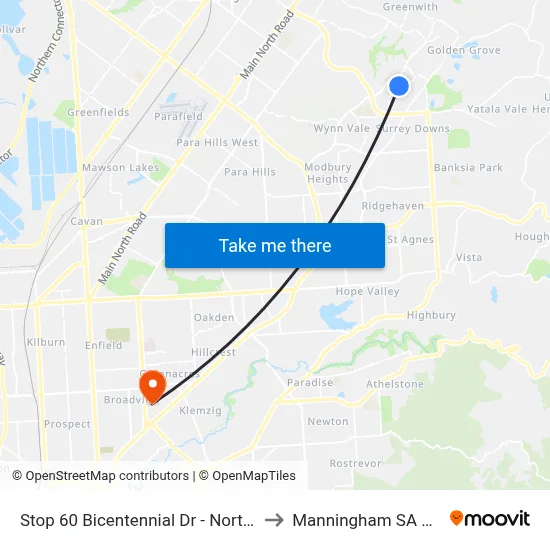 Stop 60 Bicentennial Dr - North West side to Manningham SA Australia map