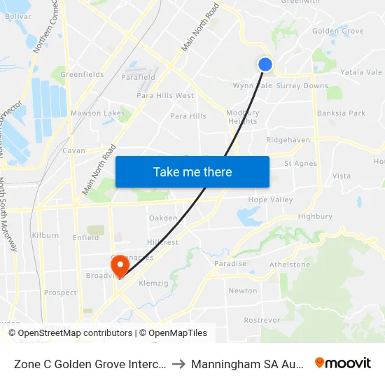 Zone C Golden Grove Interchange to Manningham SA Australia map