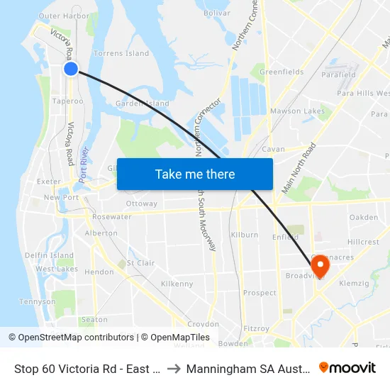 Stop 60 Victoria Rd - East side to Manningham SA Australia map