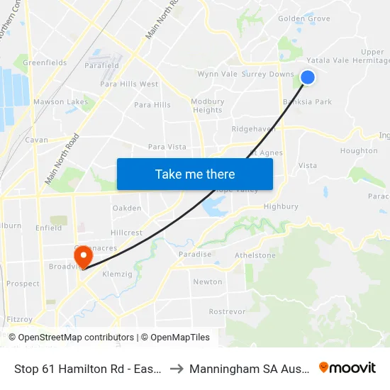 Stop 61 Hamilton Rd - East side to Manningham SA Australia map