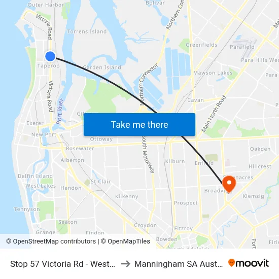 Stop 57 Victoria Rd - West side to Manningham SA Australia map