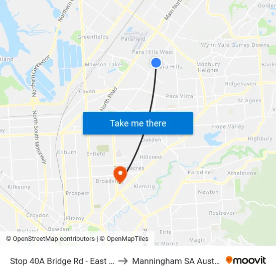 Stop 40A Bridge Rd - East side to Manningham SA Australia map