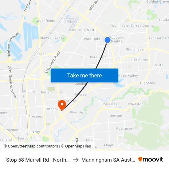 Stop 58 Murrell Rd - North side to Manningham SA Australia map