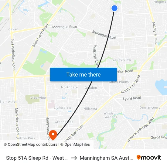 Stop 51A Sleep Rd - West side to Manningham SA Australia map