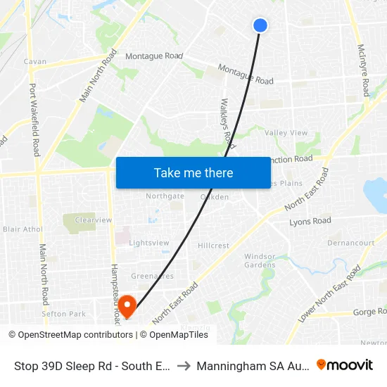 Stop 39D Sleep Rd - South East side to Manningham SA Australia map