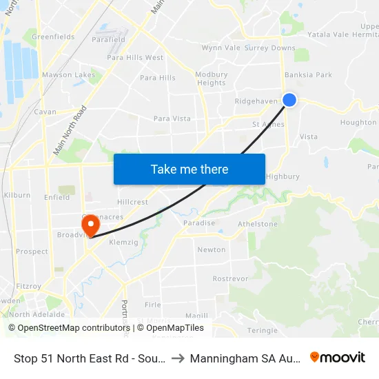 Stop 51 North East Rd - South side to Manningham SA Australia map
