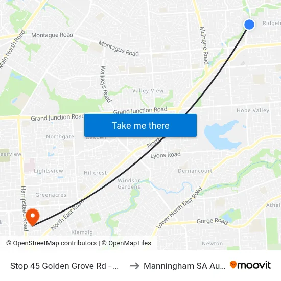 Stop 45 Golden Grove Rd - West side to Manningham SA Australia map