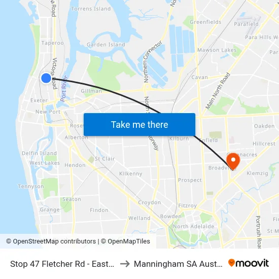 Stop 47 Fletcher Rd - East side to Manningham SA Australia map