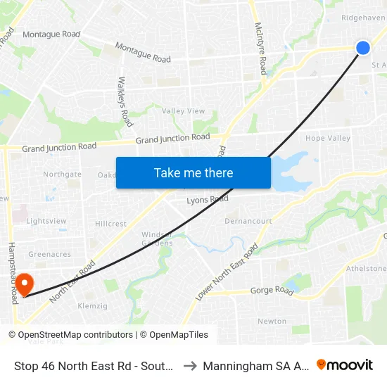 Stop 46 North East Rd - South East side to Manningham SA Australia map