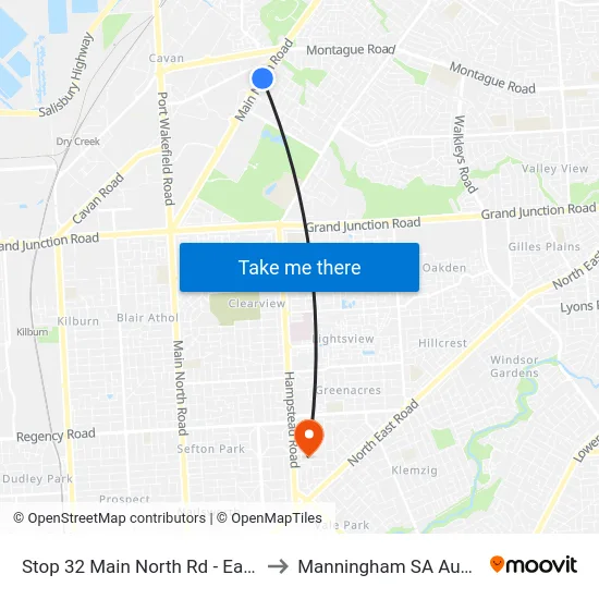 Stop 32 Main North Rd - East side to Manningham SA Australia map