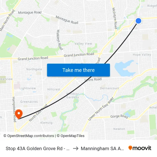 Stop 43A Golden Grove Rd - East side to Manningham SA Australia map
