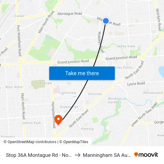 Stop 36A Montague Rd - North side to Manningham SA Australia map