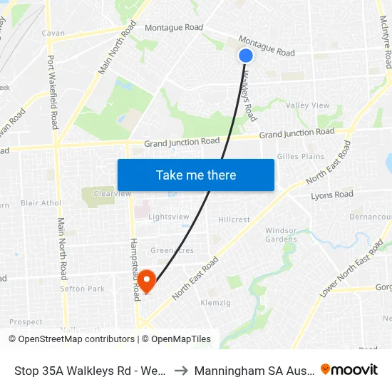 Stop 35A Walkleys Rd - West side to Manningham SA Australia map