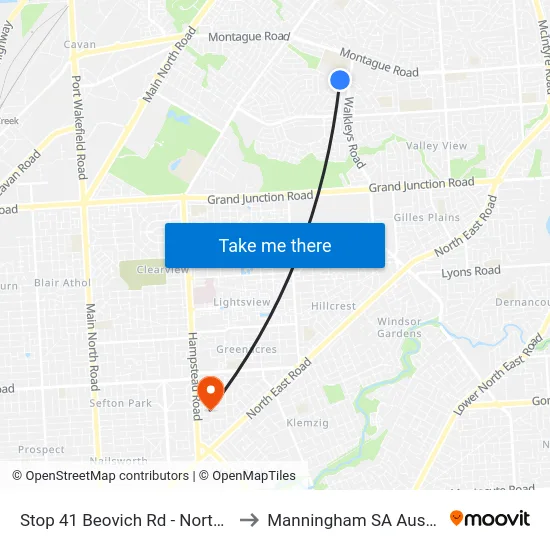 Stop 41 Beovich Rd - North side to Manningham SA Australia map