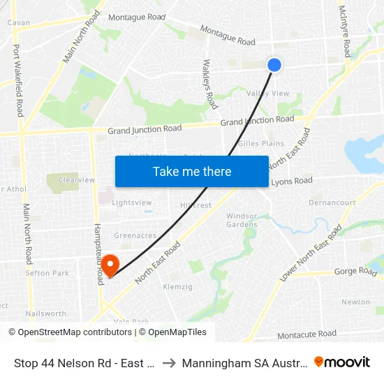 Stop 44 Nelson Rd - East side to Manningham SA Australia map