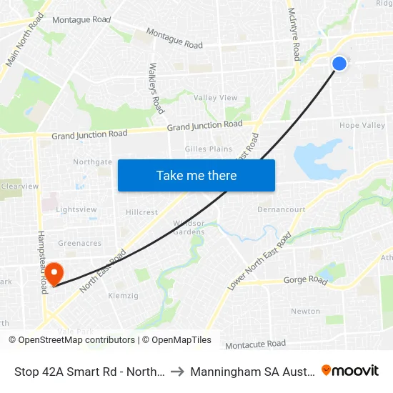 Stop 42A Smart Rd - North side to Manningham SA Australia map