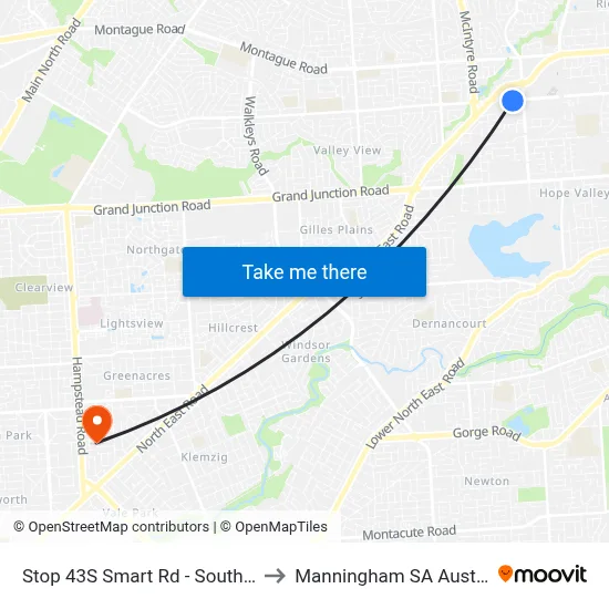 Stop 43S Smart Rd - South side to Manningham SA Australia map