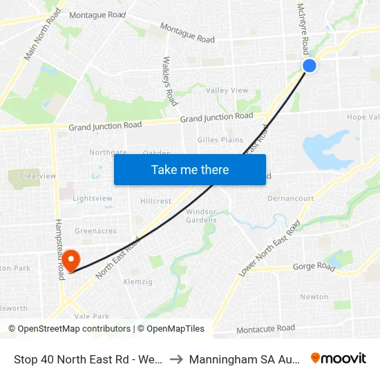 Stop 40 North East Rd - West side to Manningham SA Australia map