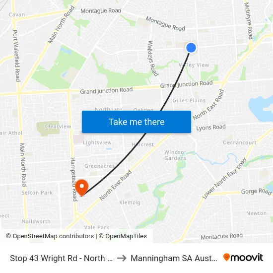 Stop 43 Wright Rd - North side to Manningham SA Australia map