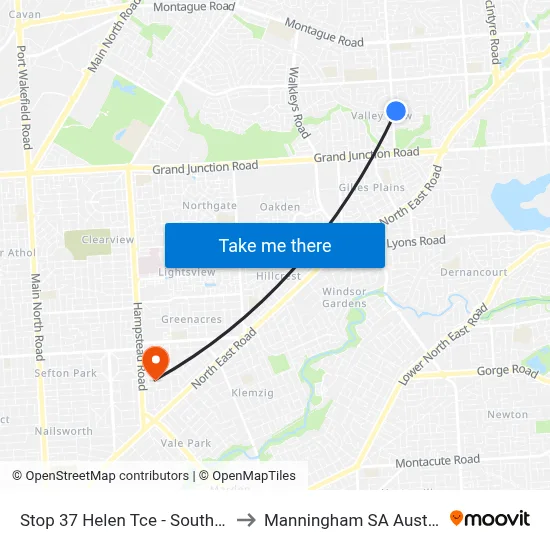 Stop 37 Helen Tce - South side to Manningham SA Australia map