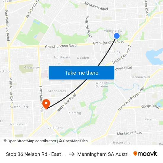 Stop 36 Nelson Rd - East side to Manningham SA Australia map