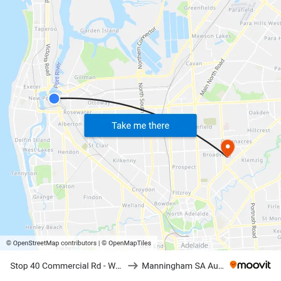 Stop 40 Commercial Rd - West side to Manningham SA Australia map