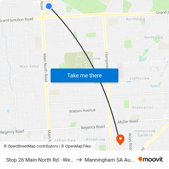 Stop 26 Main North Rd - West side to Manningham SA Australia map