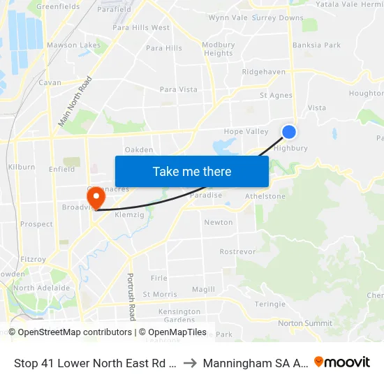 Stop 41 Lower North East Rd - West side to Manningham SA Australia map