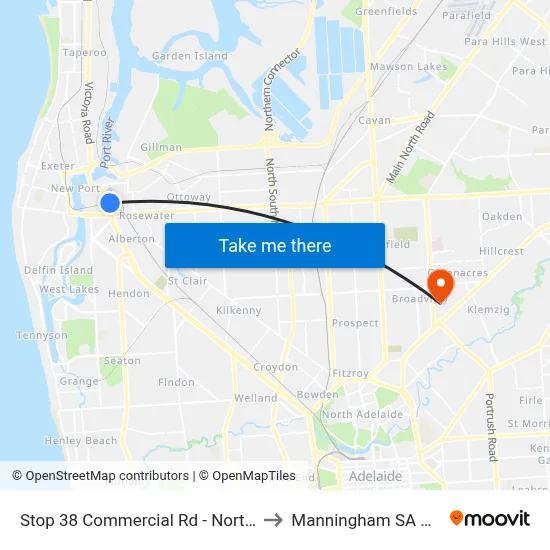 Stop 38 Commercial Rd - North East side to Manningham SA Australia map