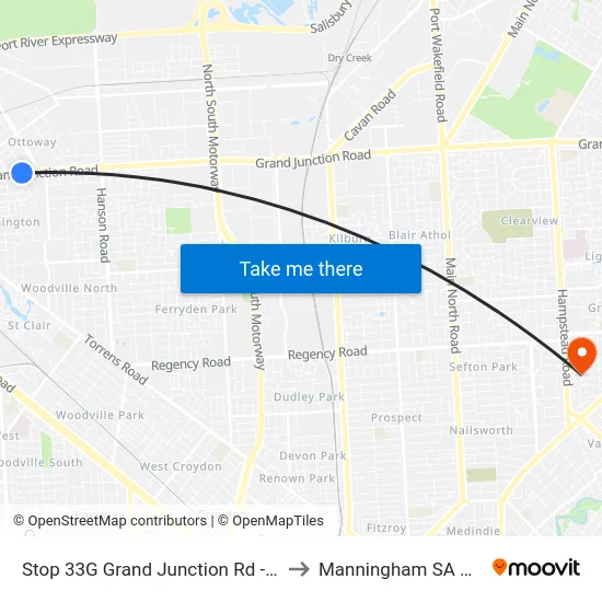 Stop 33G Grand Junction Rd - South side to Manningham SA Australia map