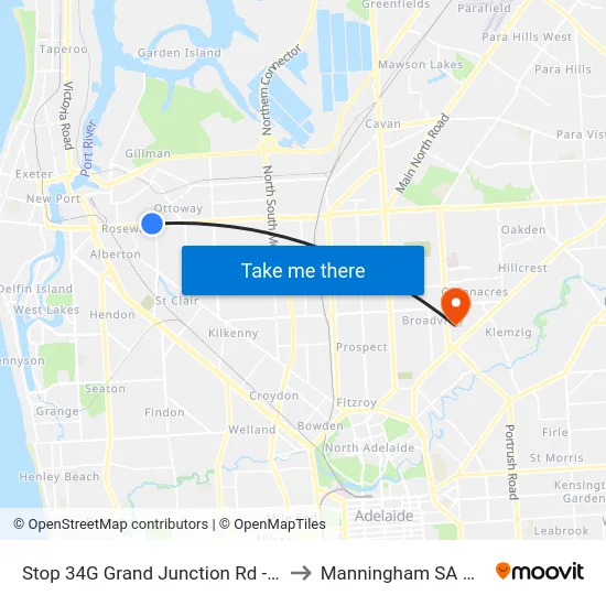 Stop 34G Grand Junction Rd - North side to Manningham SA Australia map