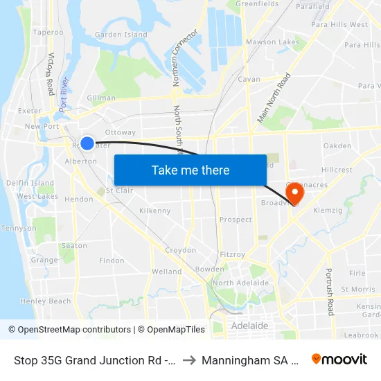 Stop 35G Grand Junction Rd - South side to Manningham SA Australia map