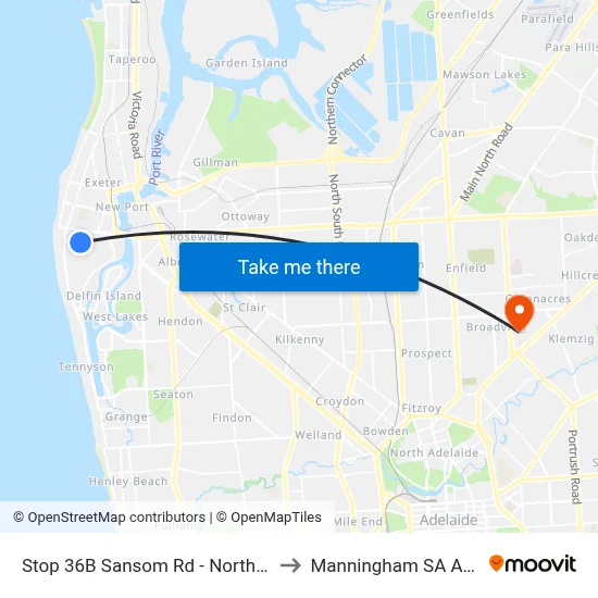 Stop 36B Sansom Rd - North East side to Manningham SA Australia map