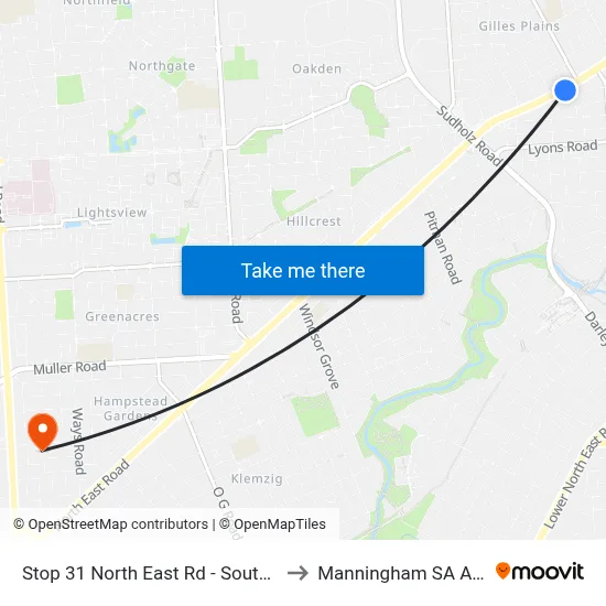Stop 31 North East Rd - South East side to Manningham SA Australia map
