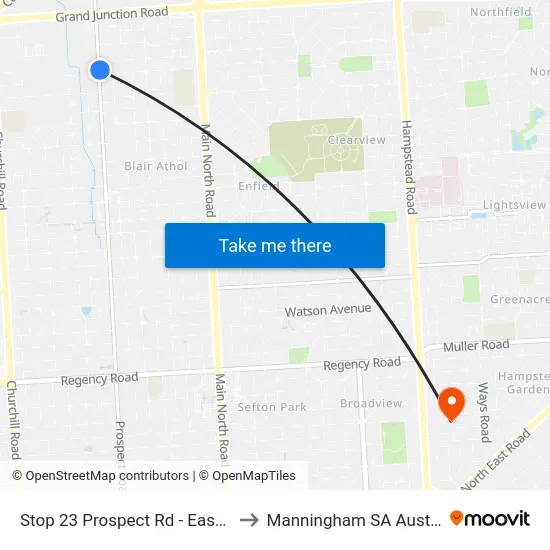 Stop 23 Prospect Rd - East side to Manningham SA Australia map